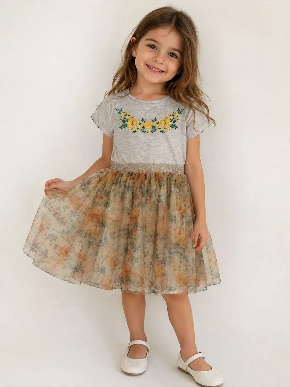 Little Lass Floral Print Girls Dress Size 5T
